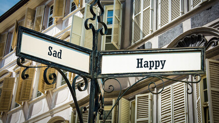 Street Sign to Happy versus Sad