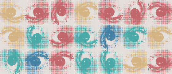 Abstract vector pattern with eyes transition effect.