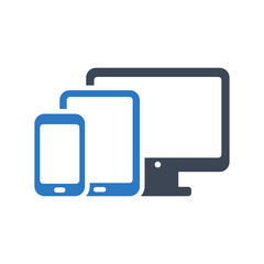 Smartphone with tablet and monitor icon