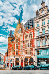 BRUSSELS, BELGIUM - JULY 07, 2016 : City views cozy European cities - Brussels, Belgium and the European Union's capital. Streets, cafes, restaurants and the people on them.