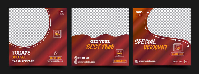 Social media facebook and insatgram  post template for food promotion fully editable vector file 