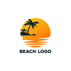 Beach logo design Vector sun