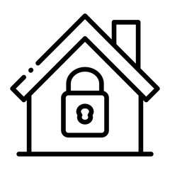 Pixel perfect home house with padlock security line icon