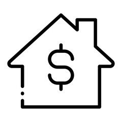 Pixel perfect home house sell with dollar sign line icon