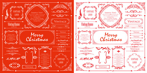 クリスマスフレーム　高級感のある冬のフレーム　クリスマス　ホリデーカード　デザインテンプレート　