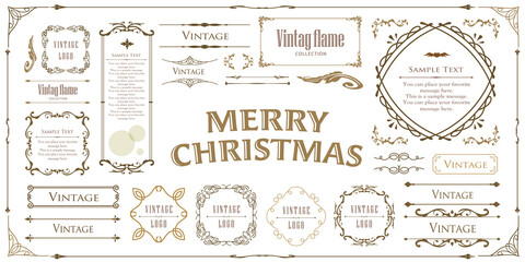 クリスマスフレーム　高級感のある冬のフレーム　クリスマス　ホリデーカード　デザインテンプレート　