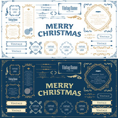 クリスマスフレーム　高級感のある冬のフレーム　クリスマス　ホリデーカード　デザインテンプレート　