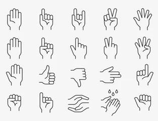 Fotobehang Hands line icons set. Editable stroke. © lovemask