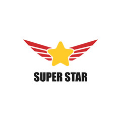 star combine with wing logo design illustration