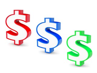 3d dollar symbol on white background