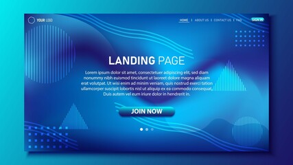 Minimalist landing page design. Modern color gradient. UI design for website. Eps 10 vector