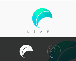 Modern leaf logo symbol digital clean tech and trendy connected design nature simple floral creative design for graphic internet
