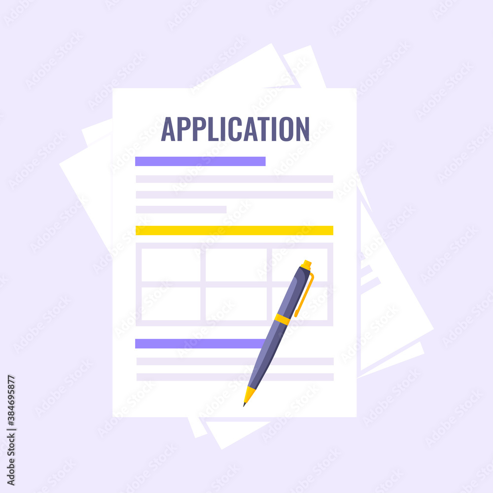 Poster application document form submit flat style design icon sign vector illustration isolated on light p