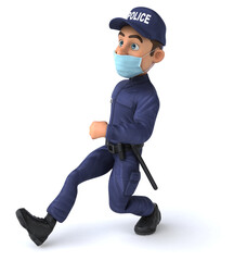 Fun 3D illustration of a cartoon Police Officer