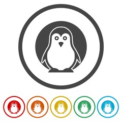 Penguin ring icon, color set