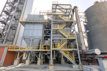 Side view of the industrial dust collector. It is a system used to enhance the quality of air...