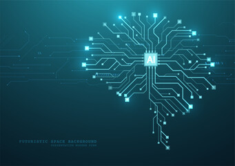 Obraz premium Technological brain and machine learning concept