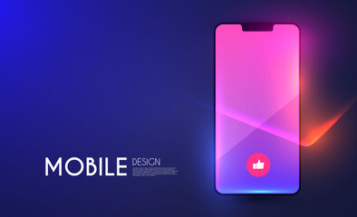 Smartphone Mockup. Realistic mobile phone display with light effect. Mobile phone template