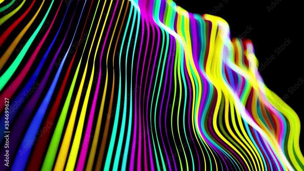 Poster abstract background glow multicolor lines form surface. beautiful curved lines as beautiful looped c