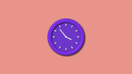 New purple color 12 hours 3d wall clock isolated on red light background, Counting down wall clock
