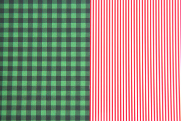Original background. Green checkered and dusty pink stripe background. Background for Christmas card