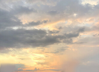 Naklejka na ściany i meble Sunset sky with clouds, beautiful pastel colors landscape skyline