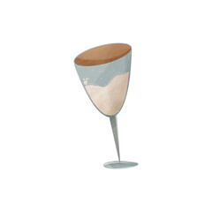 Cozy kawaii in pastel colors gold glass for the holiday. Flat textured digital art. Print for postcards, banner, poster, mail letters, social media posts, stationery, textiles
