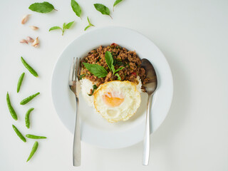 Pork Basil Fried Rice with Fried Egg