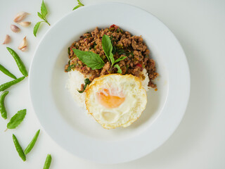 Pork Basil Fried Rice with Fried Egg