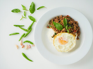 Pork Basil Fried Rice with Fried Egg