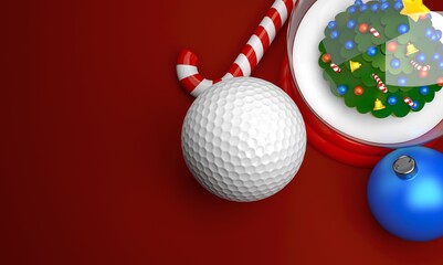 Golf ball with christmas ornament