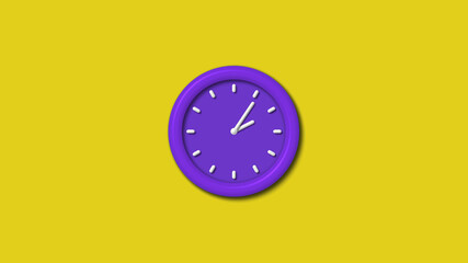 Counting down purple color 12 hours 3d wall cock isolated,clock isolated