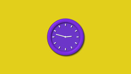 Counting down purple color 12 hours 3d wall cock isolated,clock isolated