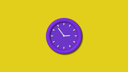 Counting down purple color 12 hours 3d wall cock isolated,clock isolated