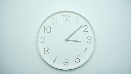 White clock isolated on white background Showtime 03.08 am or pm.