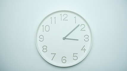White clock isolated on white background Showtime 03.08 am or pm.