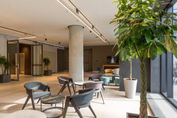 Interior of a hotel lounge restaurant