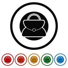 Female handbag ring icon, color set