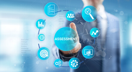 Assessment analysis Business analytics evaluation measure technology concept.