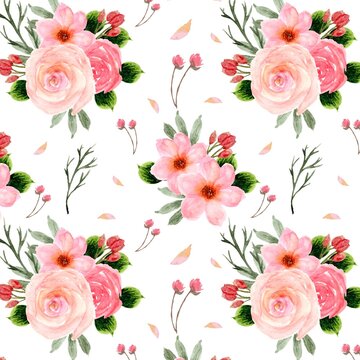 Pretty Red Floral Seamless Pattern