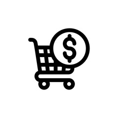 Set of trolley money buy shop outline style icon - vector