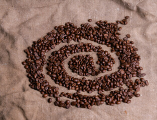 Coffee beans on canvas