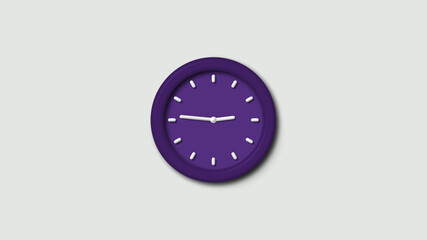 Purple dark 3d wall clock isolated