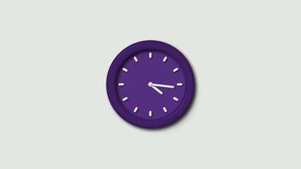 Purple dark 3d wall clock isolated