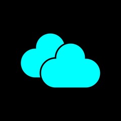 Cloudy day icon vector. Blue flat cloudy day icon