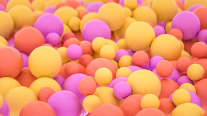 Fototapeta na wymiar multicolored three-dimensional spheres. shallow depth of field. 3d render illustration