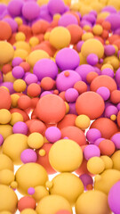multicolored three-dimensional spheres. shallow depth of field. 3d render illustration