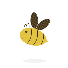 Yellow-black bee on a white background. Isolated element for poster, banner, website, sticker or cover design. Vector image.

