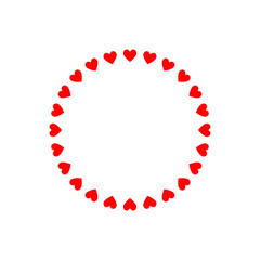 Round frame of hearts, isolated vector romantic round frames with hearts for decorating greeting cards, wedding invitations