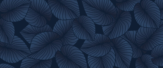 Floral line art wallpaper vector. Exotic botanical background, Tropical leaf line arts for textiles, wall art, fabric, wedding invitation, cover design.